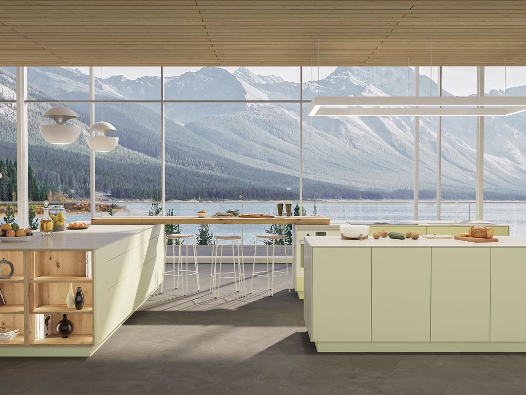 Laminado verde ópalo y decorativo roble salvaje